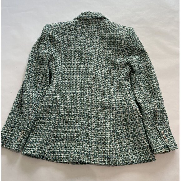 Zara Tweed Textured Double Breasted Blazer in Blue - Picture 3 of 4